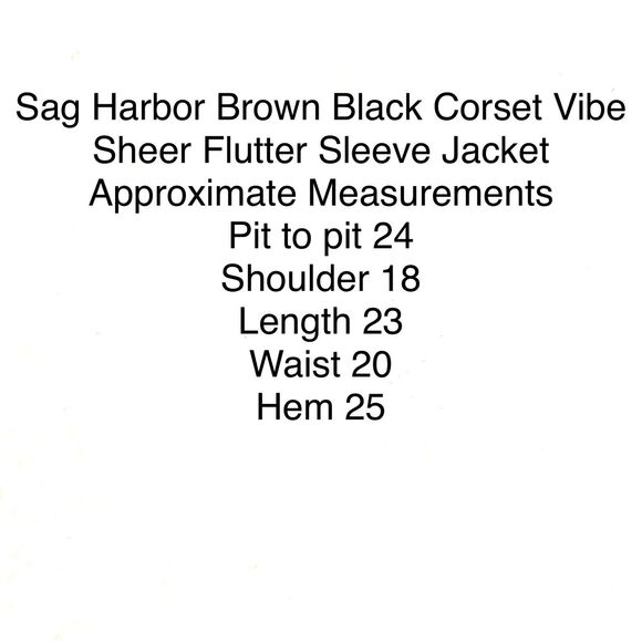 Sag Harbor Top Sheer Brown Black Corset Flutter Sleeve Plunge Neck Size 18 - Picture 9 of 15